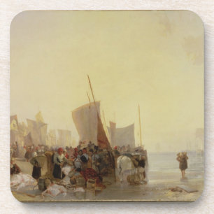 Posavasos Un Fishmarket cerca de Boulogne, c.1824 (aceite en