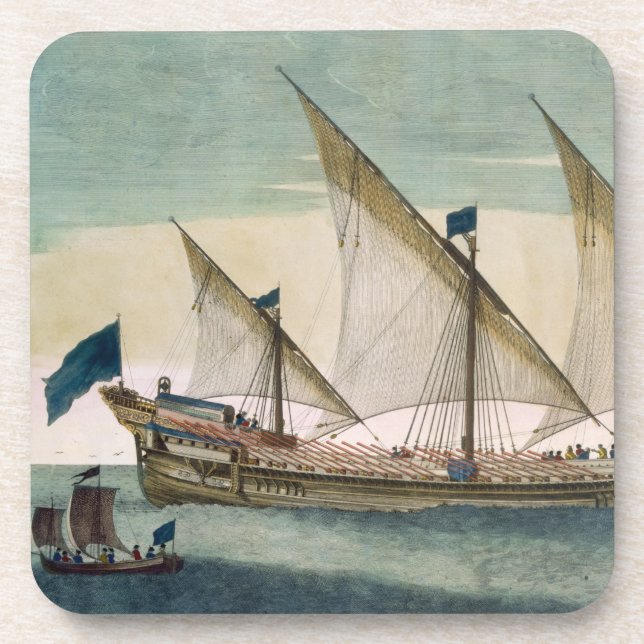 Posavasos Un Galleass tres-masted en curso por la vela, (Frente)