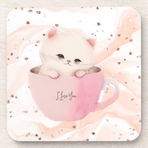 Posavasos Un gatito lindo en una taza de té