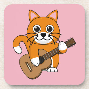 Posavasos Un gato blanco Naranja lindo tocando Personalizado