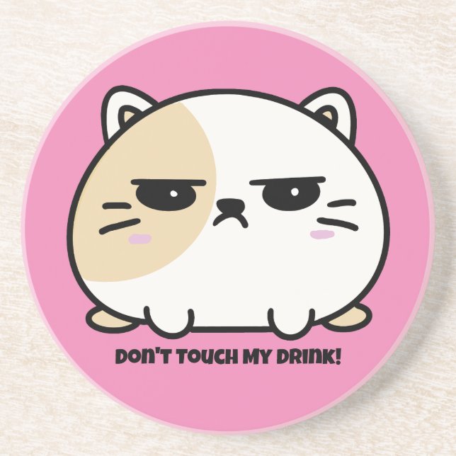 Posavasos Un gato de Mochi enojado de Kawaii Chubby (Frente)