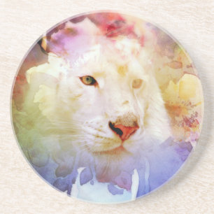 Posavasos Un gato grande en un campo de zancudos florales