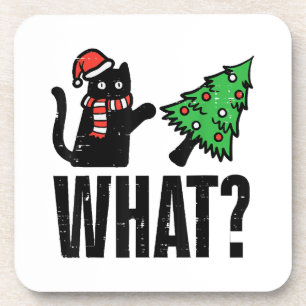 Posavasos Un gato que da vueltas al árbol de navidad
