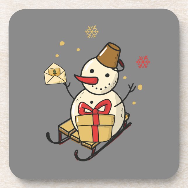 Posavasos Un Hombre De Nieve Aburrido En Una Llanta (Frente)