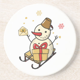 Posavasos Un Hombre De Nieve Aburrido En Una Llanta