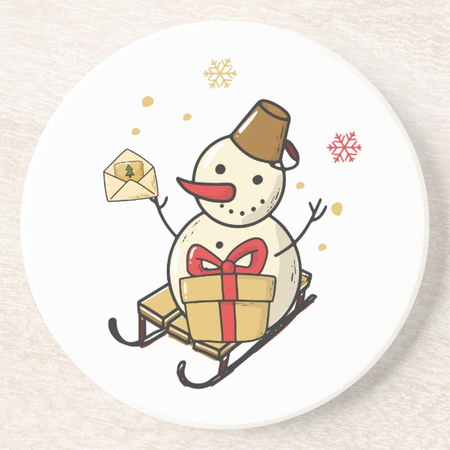 Posavasos Un Hombre De Nieve Aburrido En Una Llanta (Frente)