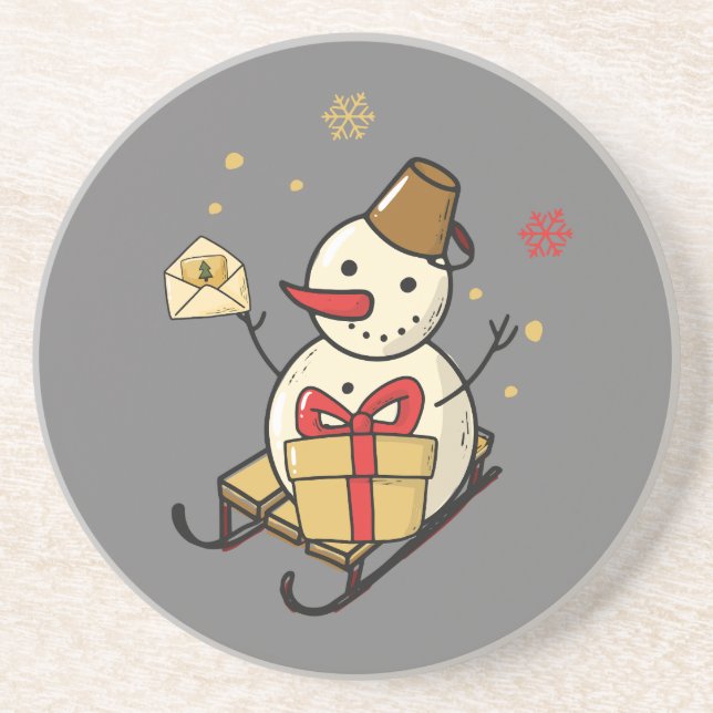 Posavasos Un Hombre De Nieve Aburrido En Una Llanta (Frente)