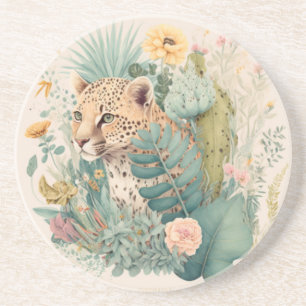 Posavasos Un leopardo detrás del personalizado de los arbust