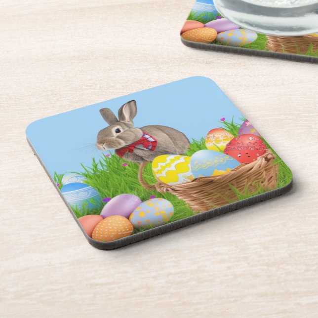 Posavasos Un lindo conejo de Pascua para un ánimo positivo (Lado Izquierdo)