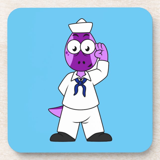 Posavasos Un marinero de la Marina de Dinosaurios Pachycepha (Frente)