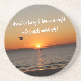 Posavasos "Un mundo con puestas de sol y pájaros"