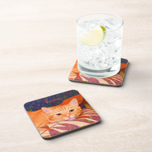 Posavasos Un Naranja brillante y gracioso Tabby Cat