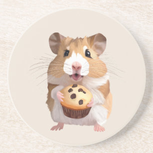 Posavasos Un Pequeño Hámster Aburrido Con Un Muffin