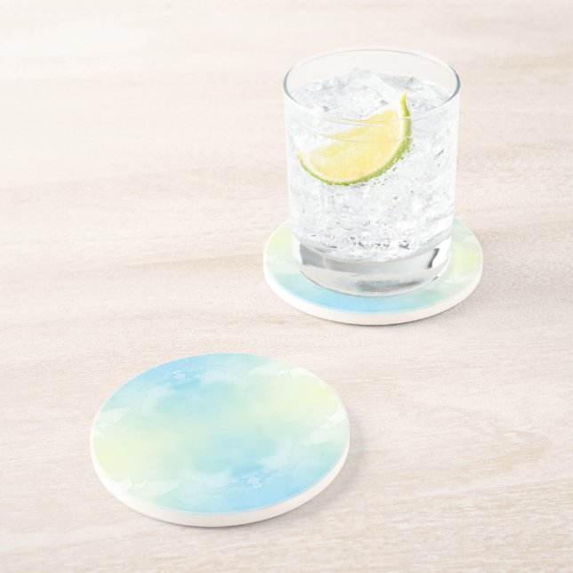 Posavasos Un plato redondo con un delicado diseño de acuarel (Lado)