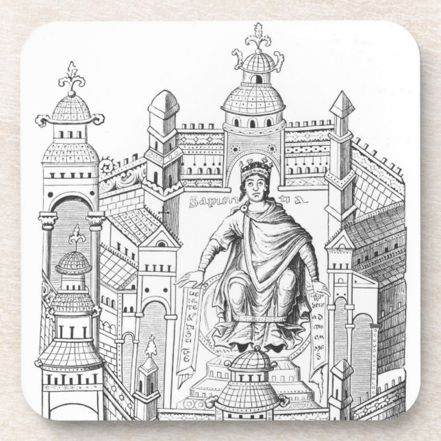 Posavasos Un rey de Carlovingian en su palacio, (Frente)