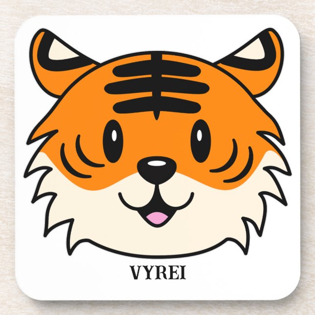 Posavasos Un tigre Personalizado sonriente y agudo (Frente)