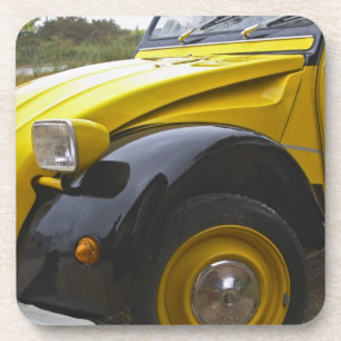 Posavasos Un viejo Citroen 2CV 2 CV negro y amarillo,
