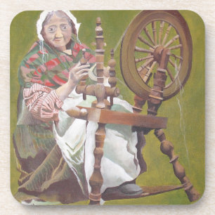 Posavasos Una Artesana Irlandesa Anciana En Una Rueda De Gir