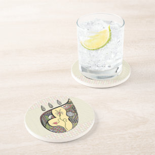 Posavasos Una flor dentro de una posa vasos de arenisca