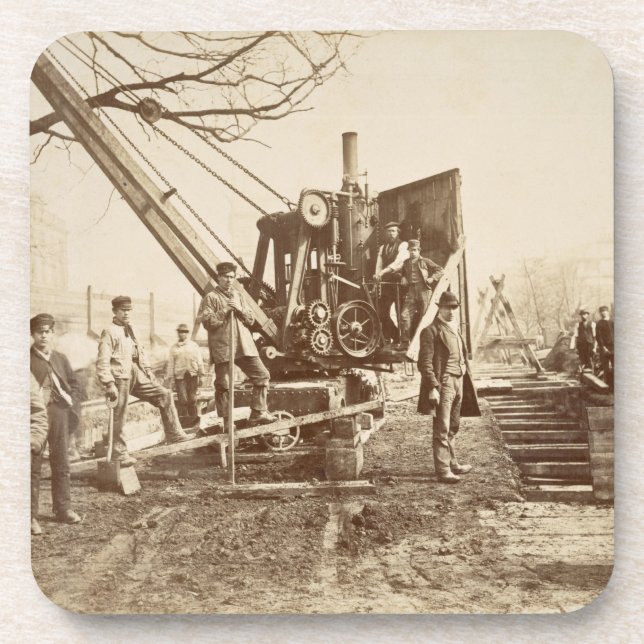 Posavasos Una grúa del vapor en funcionamiento durante el (Frente)