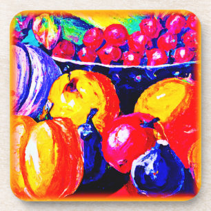 Posavasos Una Impresionante Pintura De Aceite De Frutas. ¡Ha