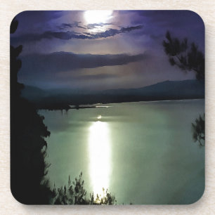 Posavasos Una Luna Llena Reflexionando Sobre El Arte Náutico