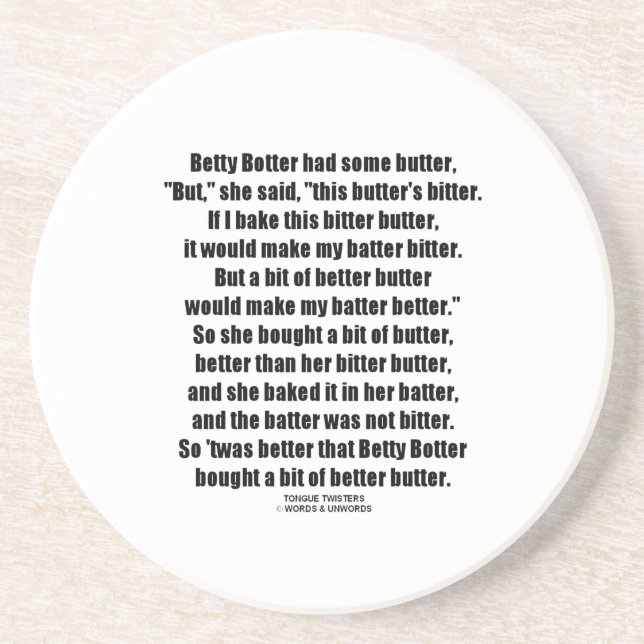 Posavasos Una mejor mantequilla de Betty Botter (tornado de (Frente)
