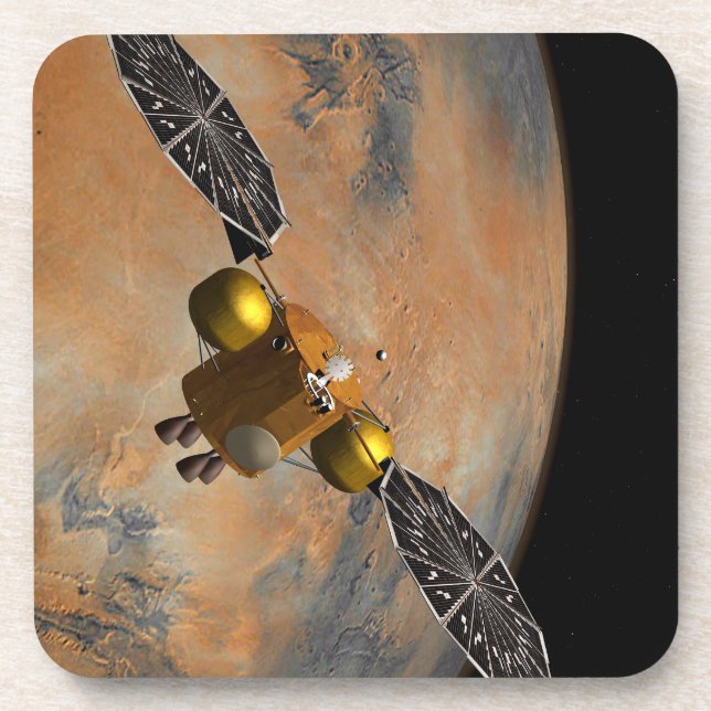 Posavasos Una nave espacial orbitando Marte. (Frente)