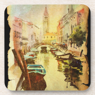 Posavasos Una vista del canal con los barcos y los edificios