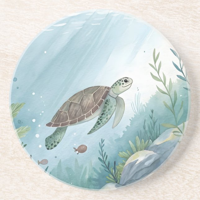 Posavasos Underwater world with turtle (Frente)