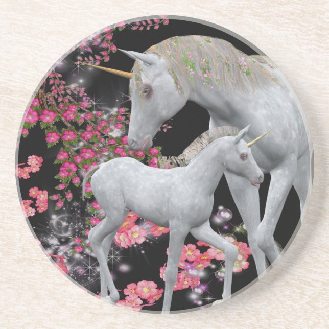 Posavasos Unicorn Mare Y Fotograso Fantasía Beber Pascua (Frente)