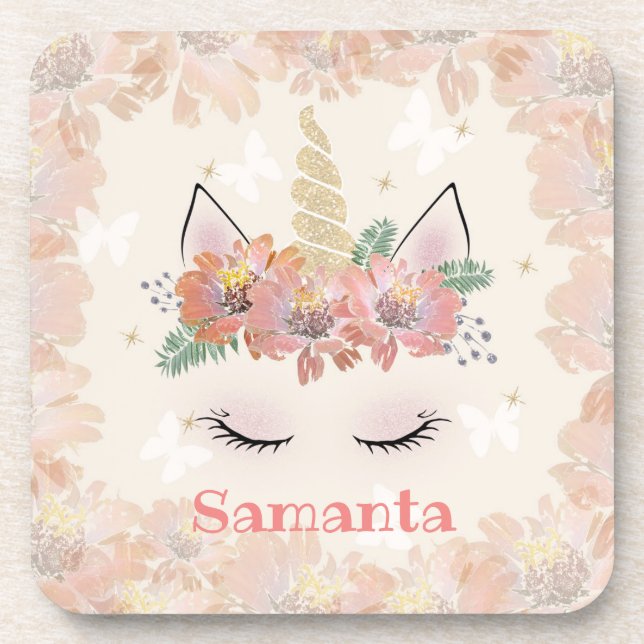 Posavasos Unicorn, Unicorn Face, personalizado (Frente)