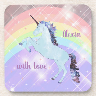 Posavasos Unicornio, arco iris, para chicas, niños, festivos