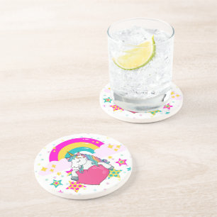 Posavasos Unicornio arcoiris con estrellas