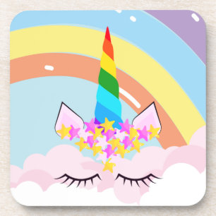 Posavasos Unicornio Arcoíris en el Cielo Infantil