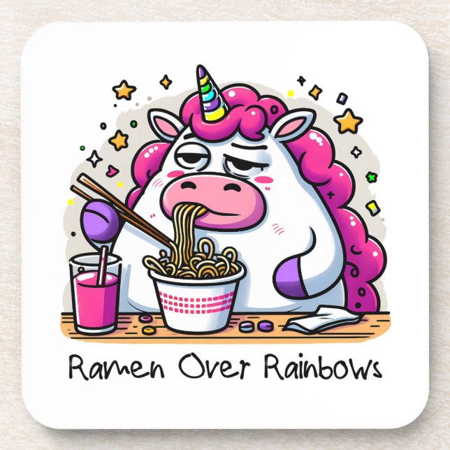 Posavasos Unicornio comiendo Ramen (Frente)