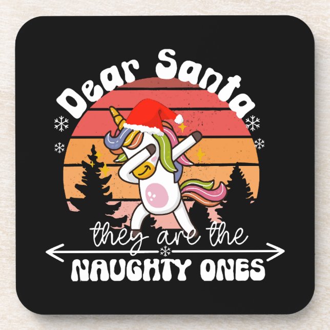 Posavasos Unicornio Dabbing Navidad Divertida (Frente)