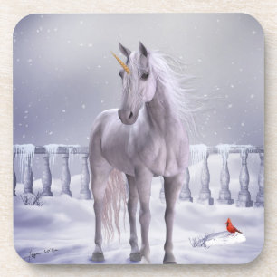 Posavasos Unicornio en la Nieve