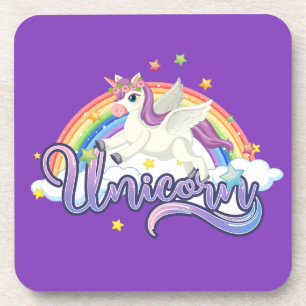 Posavasos Unicornio femenino para sus chicas Arcoíris