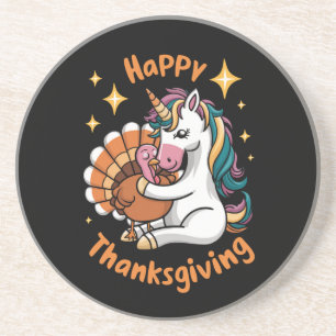 Posavasos Unicornio Lindo Abraza Pavo Feliz Día de Acción de