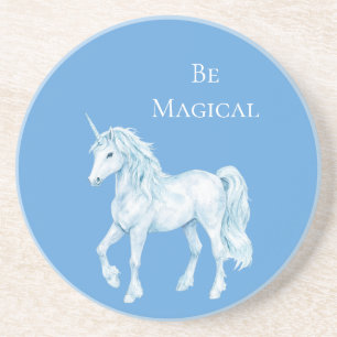 Posavasos Unicornio Mágico Blanco Azul Acuático