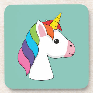 Posavasos Unicornio mágico lindo con el pelo colorido