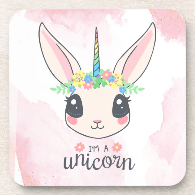 Posavasos Unicornio rosa dulce (Frente)