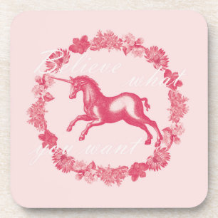 Posavasos Unicornio rosa y flores