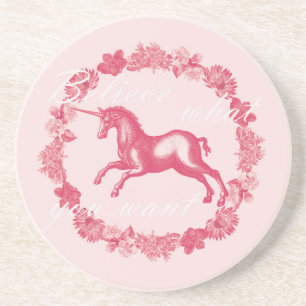 Posavasos Unicornio rosa y flores