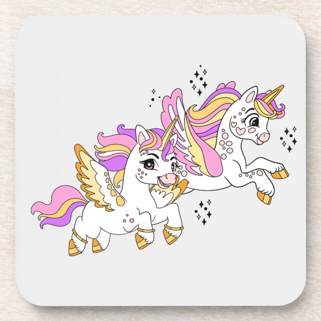 Posavasos Unicornios voladores lindos  (Frente)