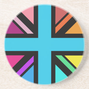 Posavasos Unión Jack/Bandera Multicolorizado+Diseño Negro