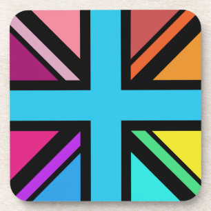 Posavasos Unión Jack/Bandera Multicolorizado+Diseño Negro
