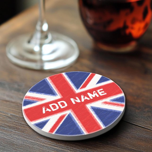 Posavasos Union Jack con área para la personalización (Sandstone Coaster)