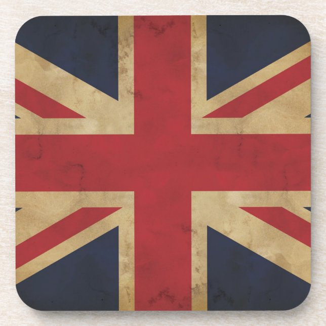Posavasos Union Jack viejo fijado de 6 prácticos de costa (Frente)